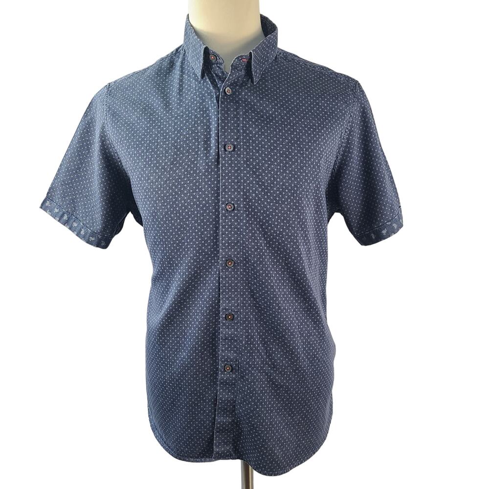 Ted Baker Boys Blue White Print Short Sleeve Shirt Size 7